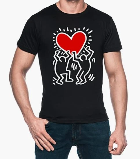 Camiseta-Keith-Haring-Negra-Corazón